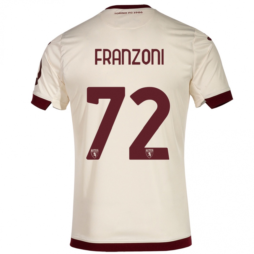 Niño Fútbol Camiseta Nicolò Franzoni #72 Champán 2ª Equipación 2023/24 México