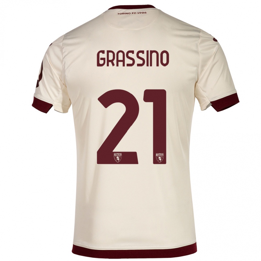 Niño Fútbol Camiseta Giulia Grassino #21 Champán 2ª Equipación 2023/24 México