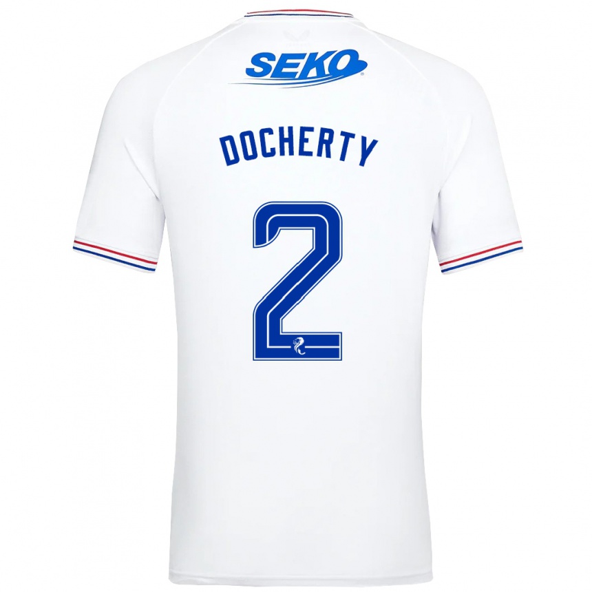 Niño Fútbol Camiseta Nicola Docherty #2 Blanco 2ª Equipación 2023/24 México