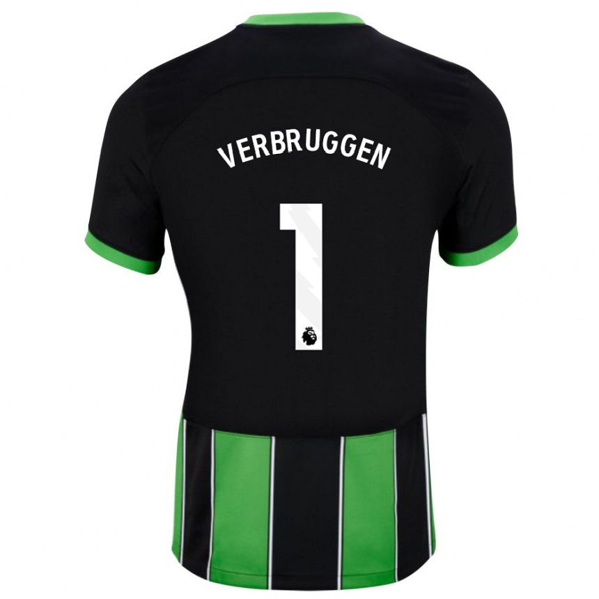 Niño Fútbol Camiseta Bart Verbruggen #1 Verde Negro 2ª Equipación 2023/24 México