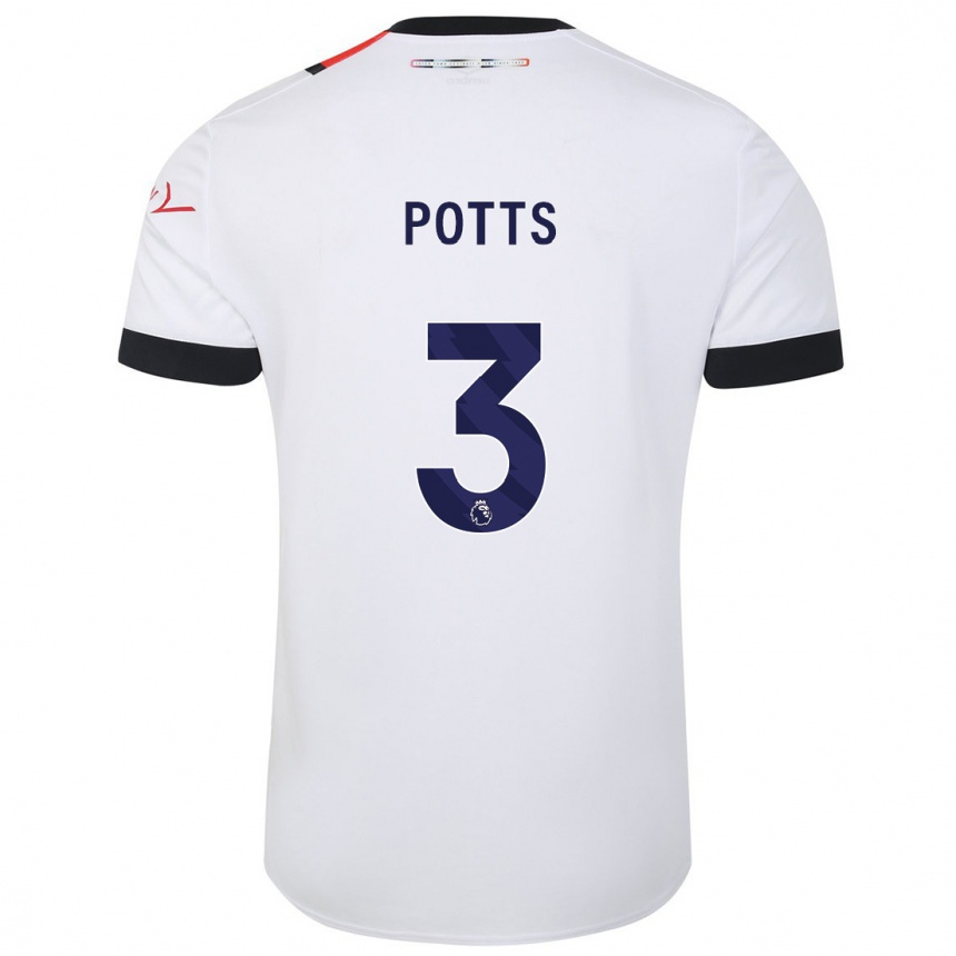 Niño Fútbol Camiseta Dan Potts #3 Blanco 2ª Equipación 2023/24 México