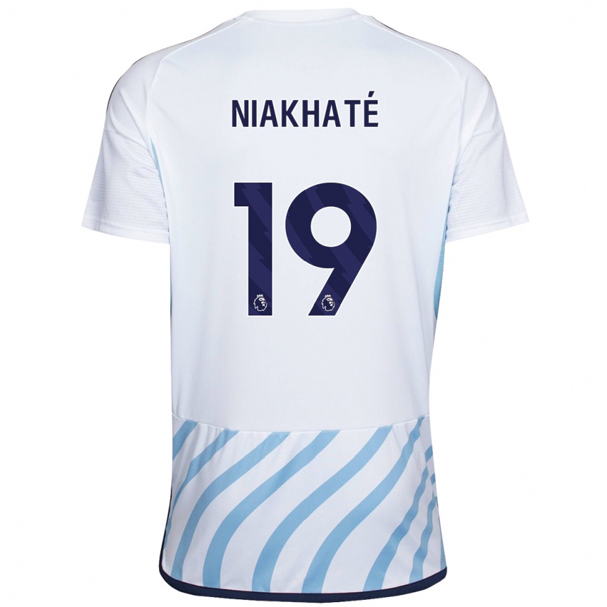 Niño Fútbol Camiseta Moussa Niakhaté #19 Blanco Azul 2ª Equipación 2023/24 México