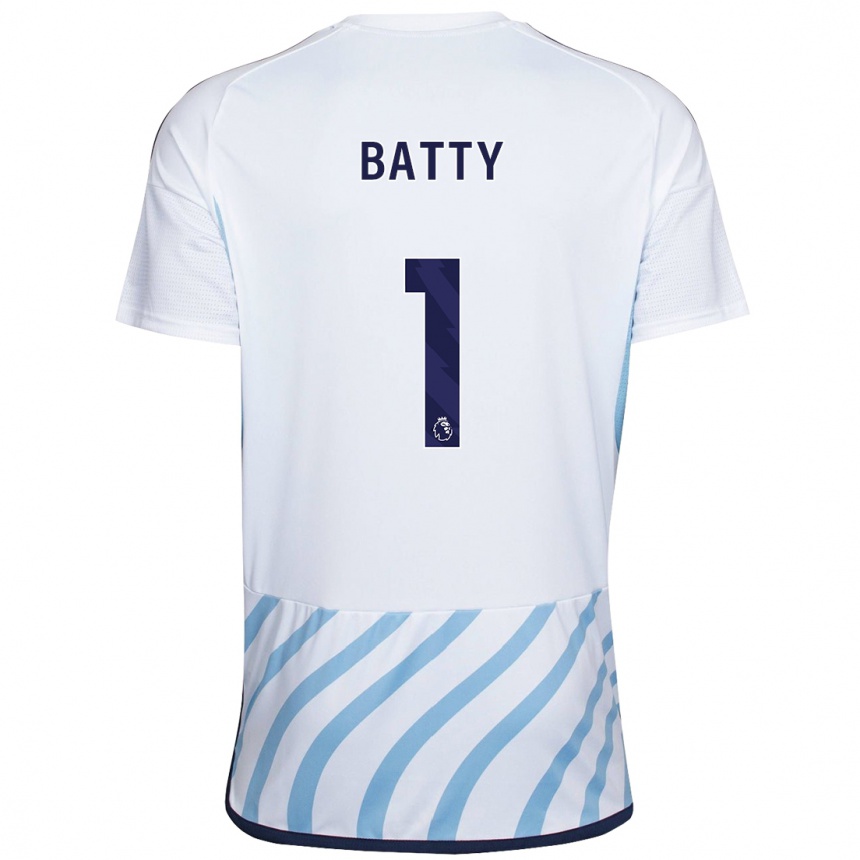 Niño Fútbol Camiseta Emily Batty #1 Blanco Azul 2ª Equipación 2023/24 México