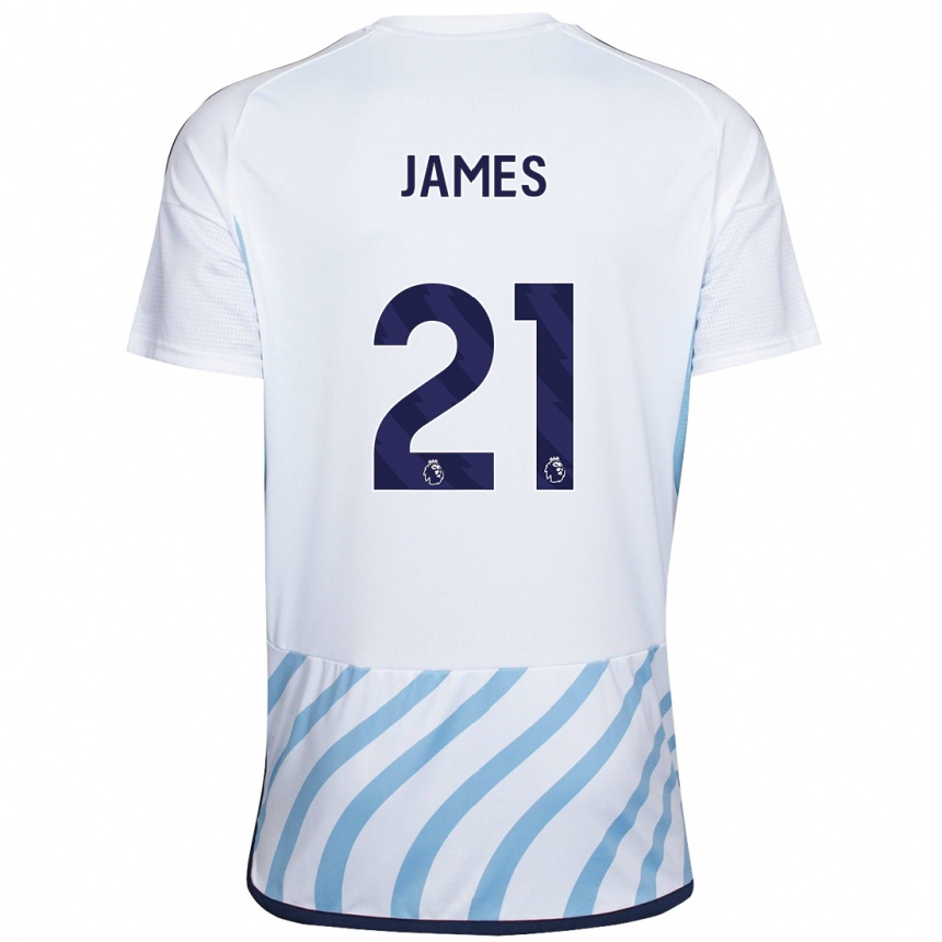 Niño Fútbol Camiseta Hayley James #21 Blanco Azul 2ª Equipación 2023/24 México