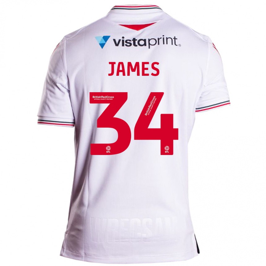 Niño Fútbol Camiseta Aaron James #34 Blanco 2ª Equipación 2023/24 México