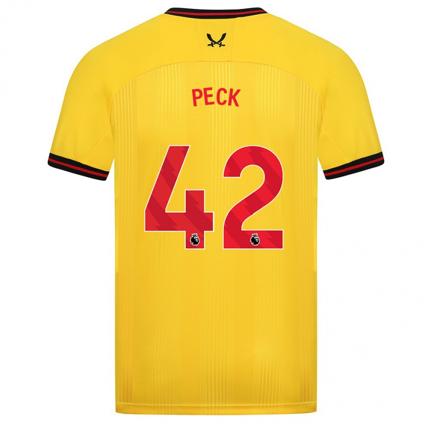 Niño Fútbol Camiseta Sydie Peck #42 Amarillo 2ª Equipación 2023/24 México