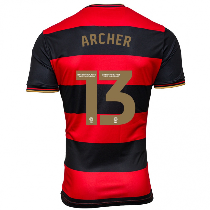 Niño Fútbol Camiseta Jordan Archer #13 Negro Rojo 2ª Equipación 2023/24 México