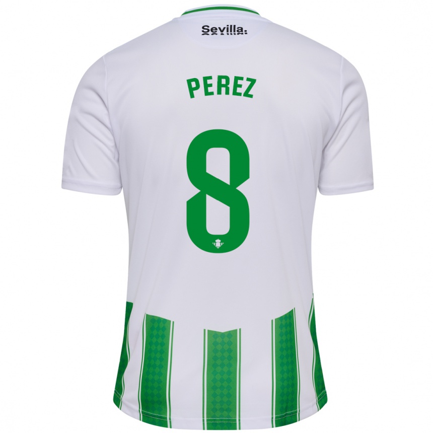 Hombre Fútbol Camiseta Dani Pérez #8 Blanco 1ª Equipación 2023/24 México