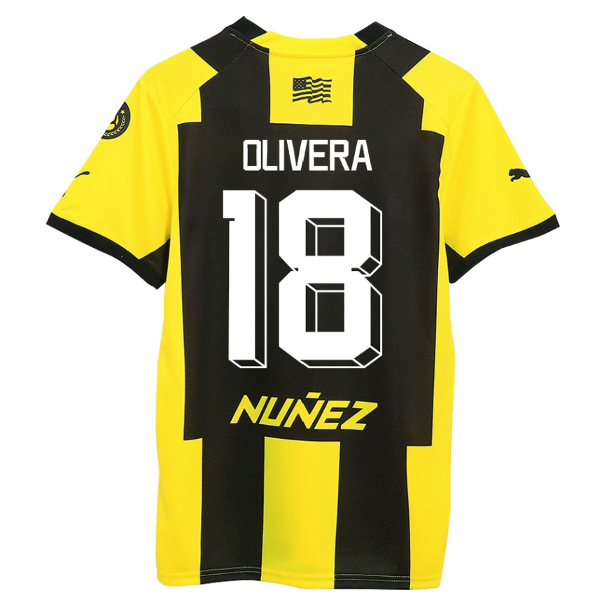 Hombre Fútbol Camiseta Maximiliano Olivera #18 Amarillo Negro 1ª Equipación 2023/24 México