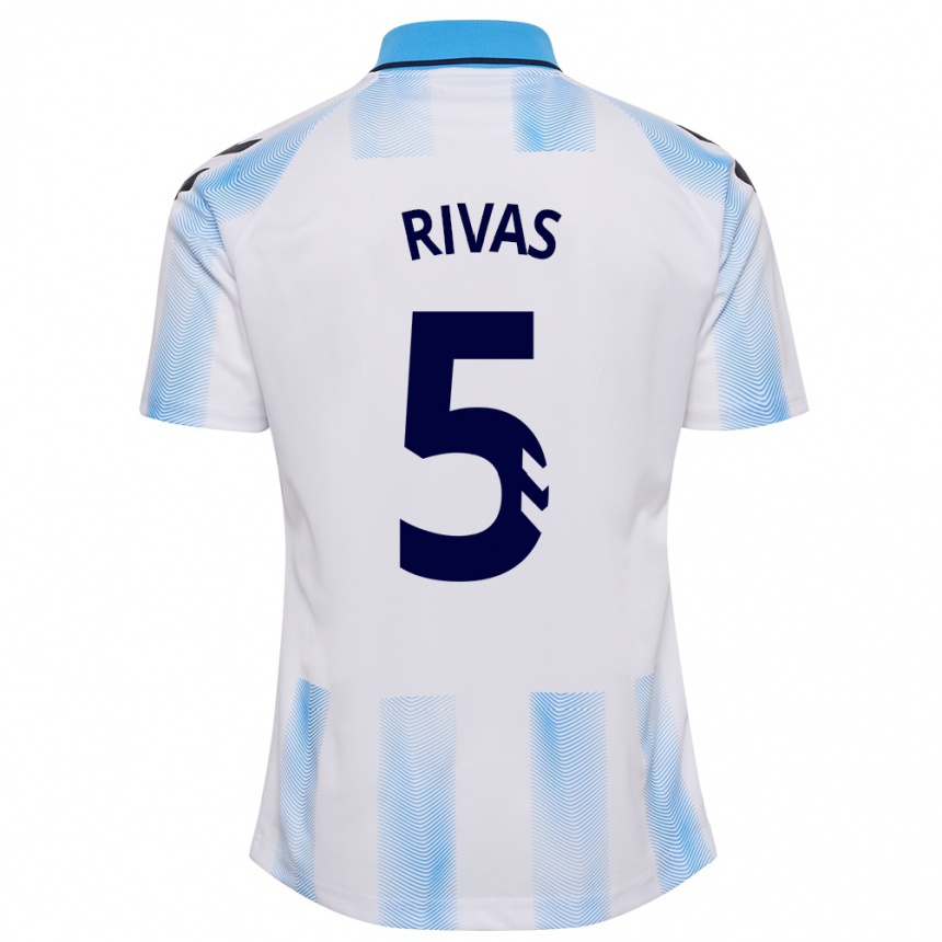 Hombre Fútbol Camiseta Juande Rivas #5 Blanco Azul 1ª Equipación 2023/24 México