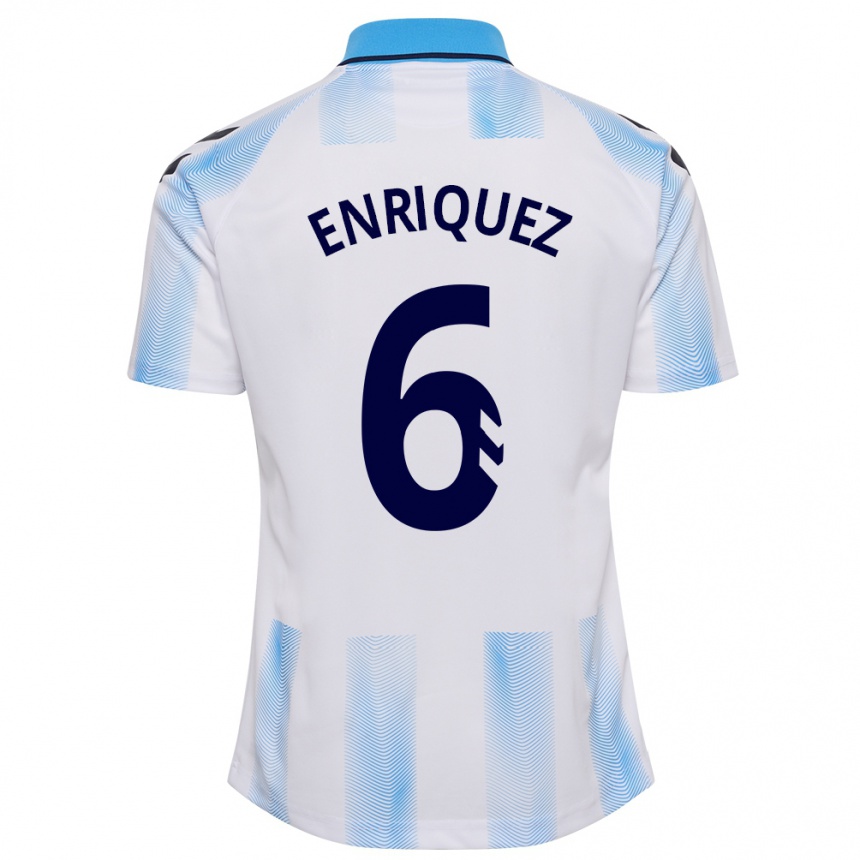 Hombre Fútbol Camiseta Ramón Enríquez #6 Blanco Azul 1ª Equipación 2023/24 México