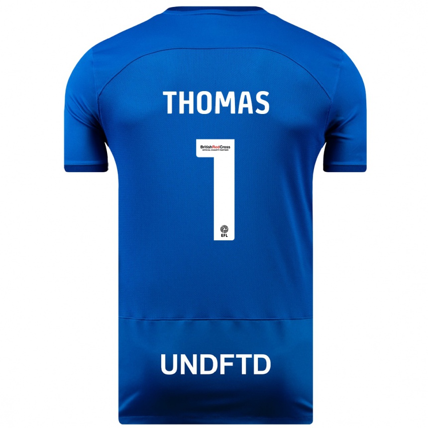 Hombre Fútbol Camiseta Lucy Thomas #1 Azul 1ª Equipación 2023/24 México