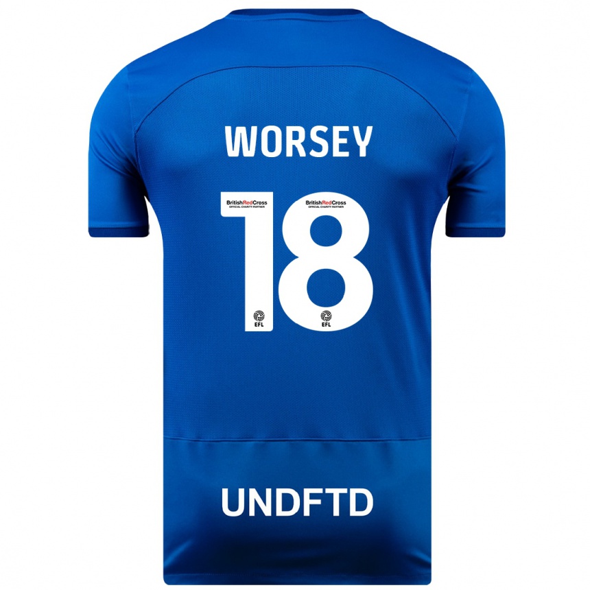 Hombre Fútbol Camiseta Louanne Worsey #18 Azul 1ª Equipación 2023/24 México