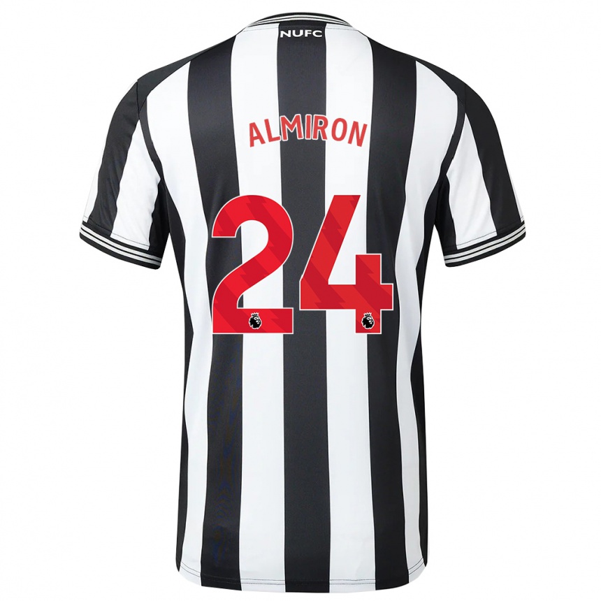 Hombre Fútbol Camiseta Miguel Almirón #24 Blanco Negro 1ª Equipación 2023/24 México