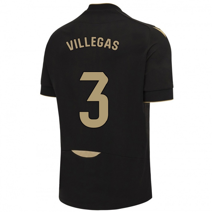 Hombre Fútbol Camiseta Virginia Villegas Rico #3 Negro 2ª Equipación 2023/24 México