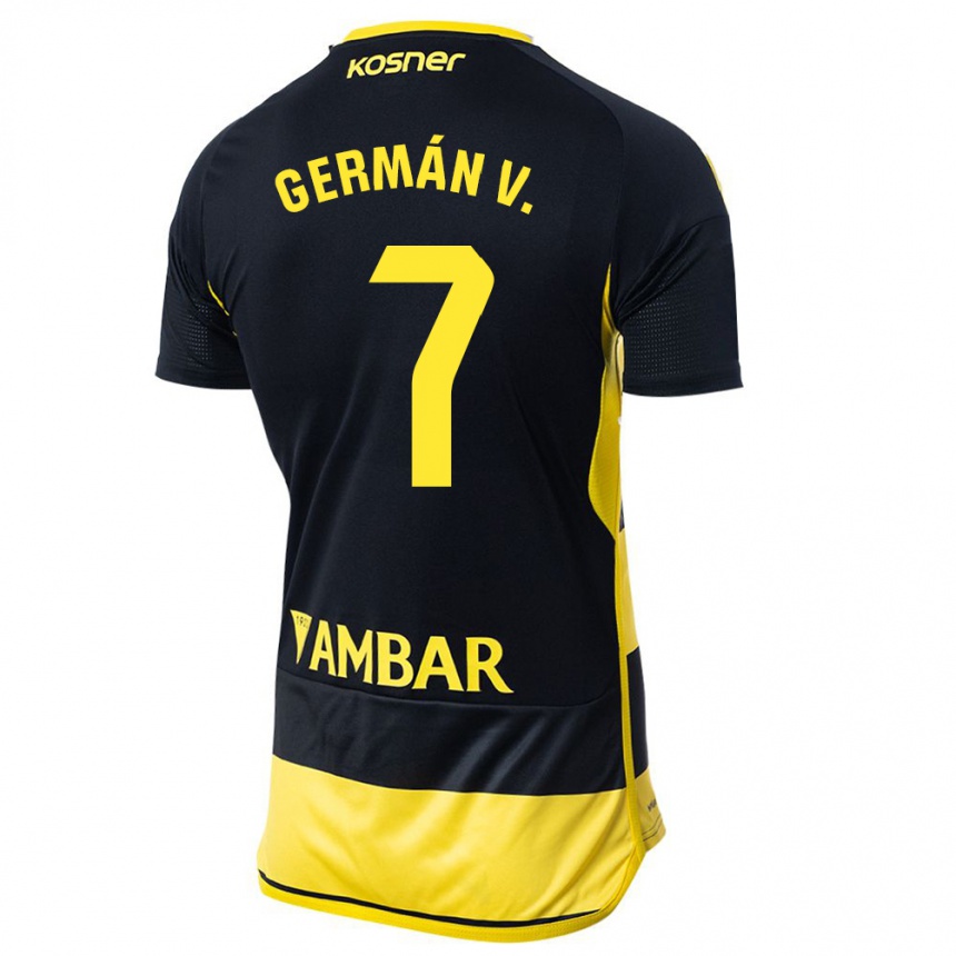 Hombre Fútbol Camiseta German Valera #7 Negro Amarillo 2ª Equipación 2023/24 México