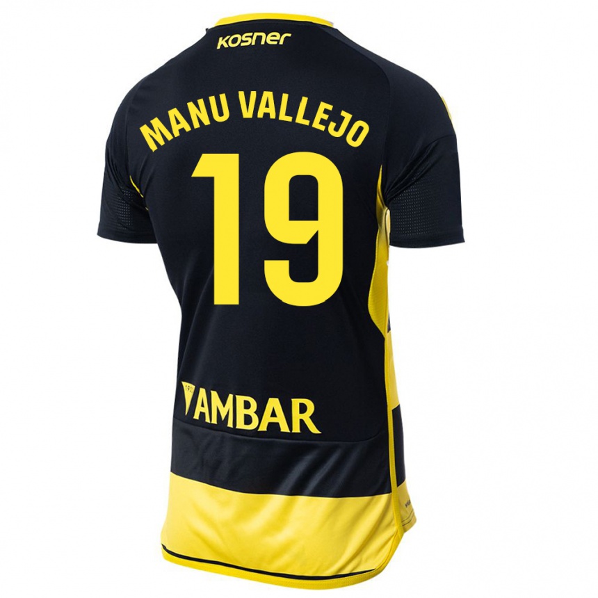 Hombre Fútbol Camiseta Manu Vallejo #19 Negro Amarillo 2ª Equipación 2023/24 México