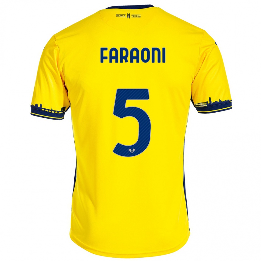 Hombre Fútbol Camiseta Davide Faraoni #5 Amarillo 2ª Equipación 2023/24 México