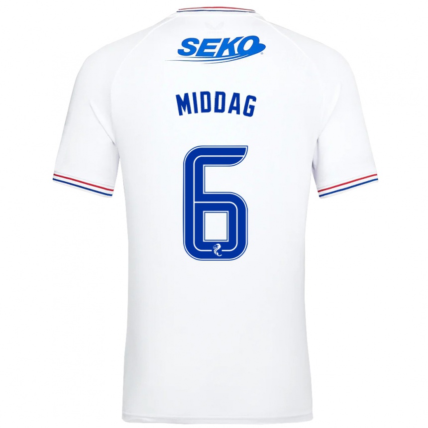 Hombre Fútbol Camiseta Tessel Middag #6 Blanco 2ª Equipación 2023/24 México