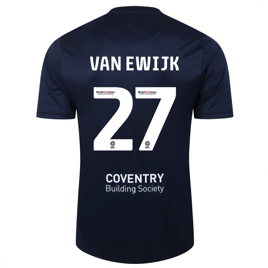 Hombre Fútbol Camiseta Milan Van Ewijk #27 Rojo Azul Marino 2ª Equipación 2023/24 México