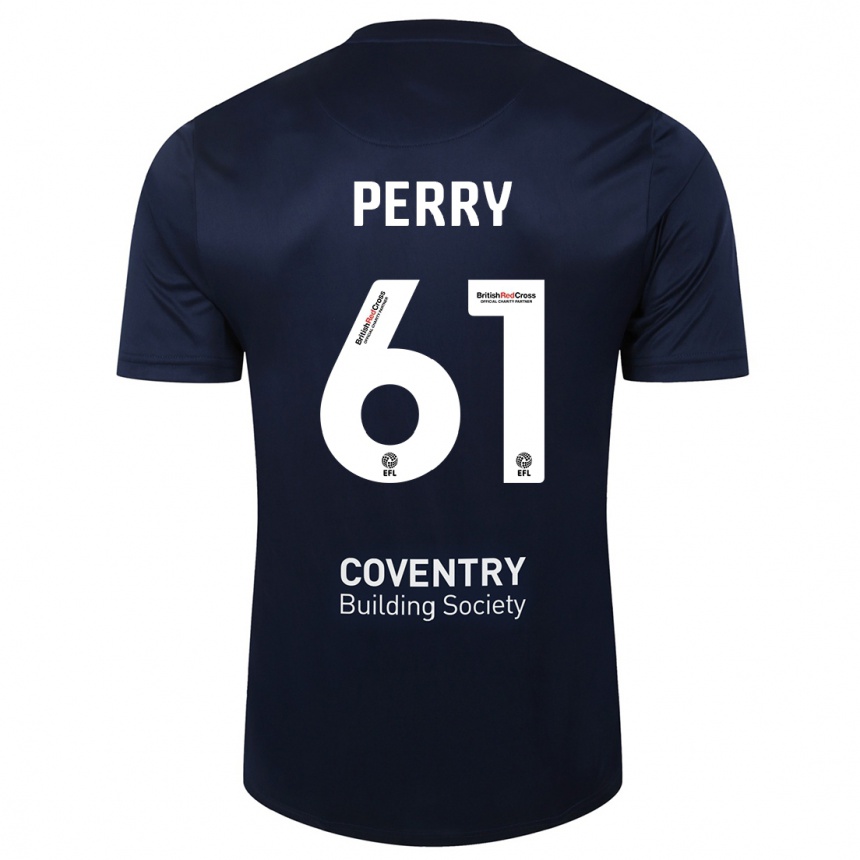 Hombre Fútbol Camiseta Callum Perry #61 Rojo Azul Marino 2ª Equipación 2023/24 México