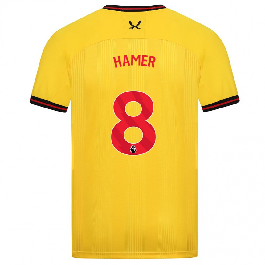 Hombre Fútbol Camiseta Gustavo Hamer #8 Amarillo 2ª Equipación 2023/24 México