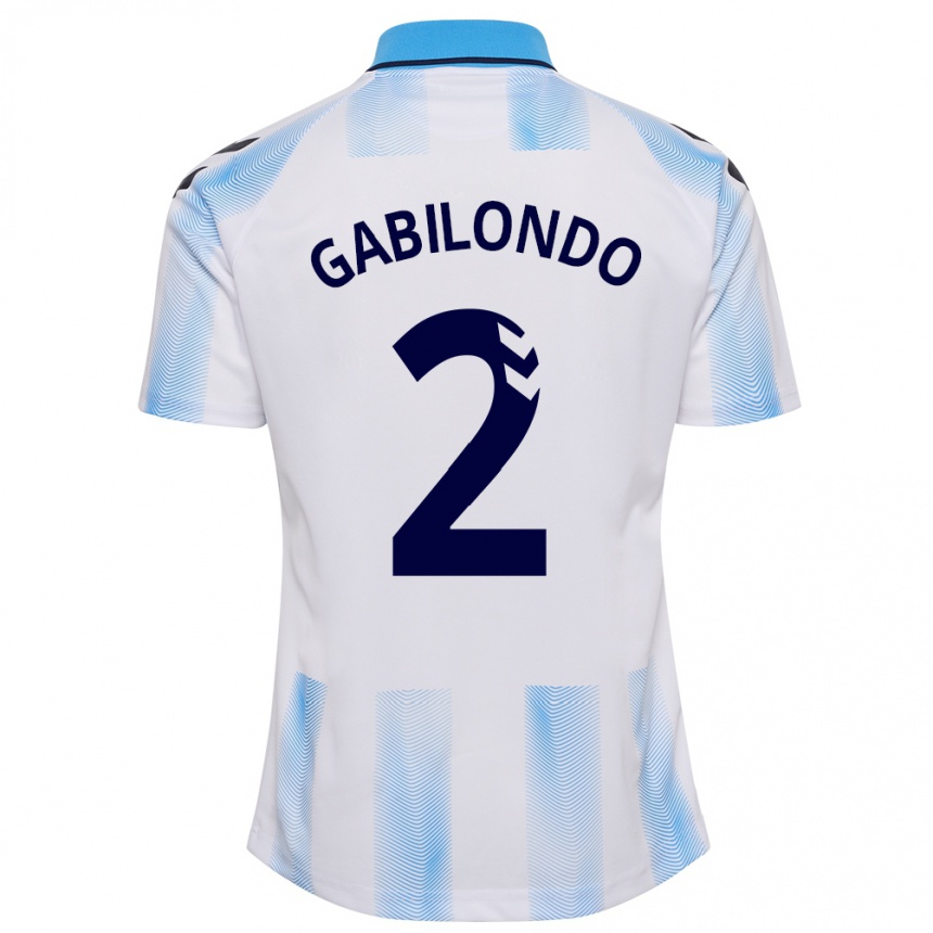 Mujer Fútbol Camiseta Jokin Gabilondo #2 Blanco Azul 1ª Equipación 2023/24 México