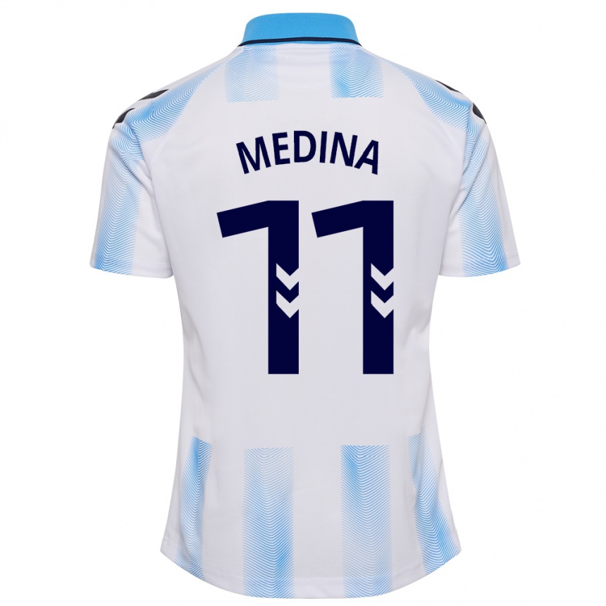 Mujer Fútbol Camiseta Kevin Medina #11 Blanco Azul 1ª Equipación 2023/24 México