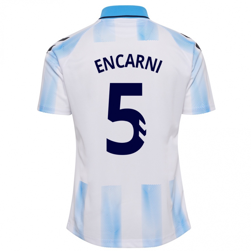 Mujer Fútbol Camiseta Encarni #5 Blanco Azul 1ª Equipación 2023/24 México