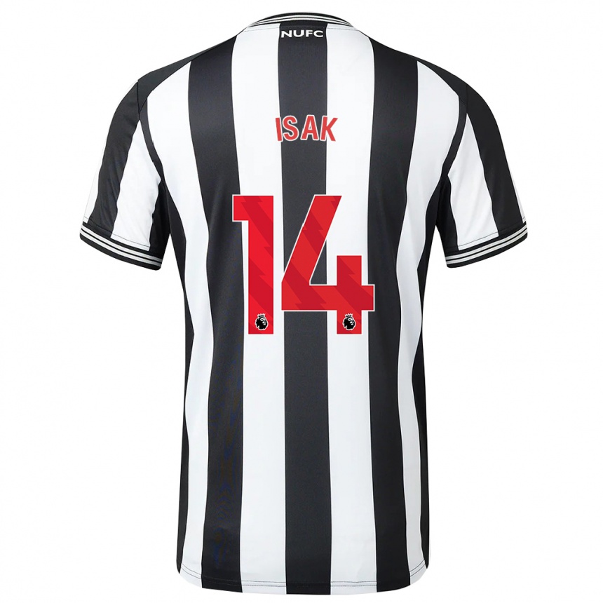 Mujer Fútbol Camiseta Alexander Isak #14 Blanco Negro 1ª Equipación 2023/24 México