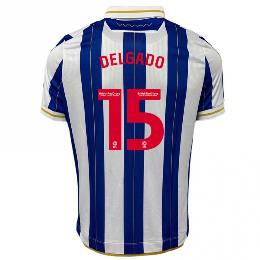 Mujer Fútbol Camiseta Juan Delgado #15 Azul Blanco 1ª Equipación 2023/24 México