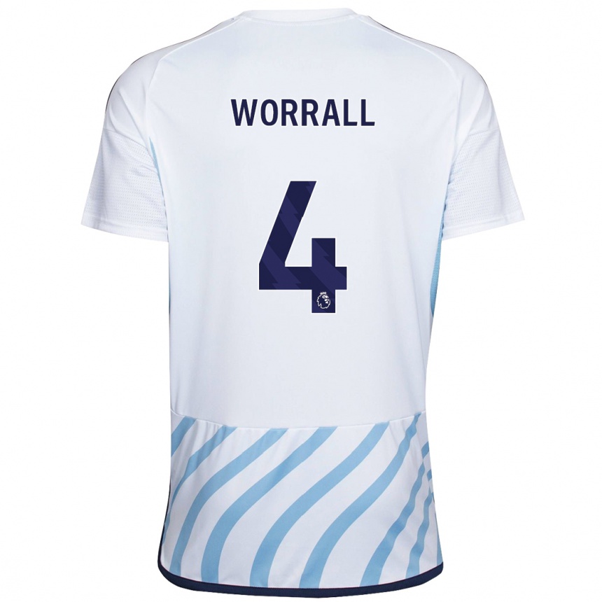 Mujer Fútbol Camiseta Joe Worrall #4 Blanco Azul 2ª Equipación 2023/24 México