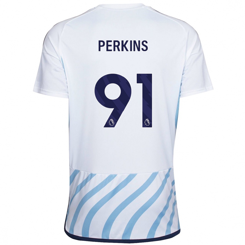 Mujer Fútbol Camiseta Jack Perkins #91 Blanco Azul 2ª Equipación 2023/24 México