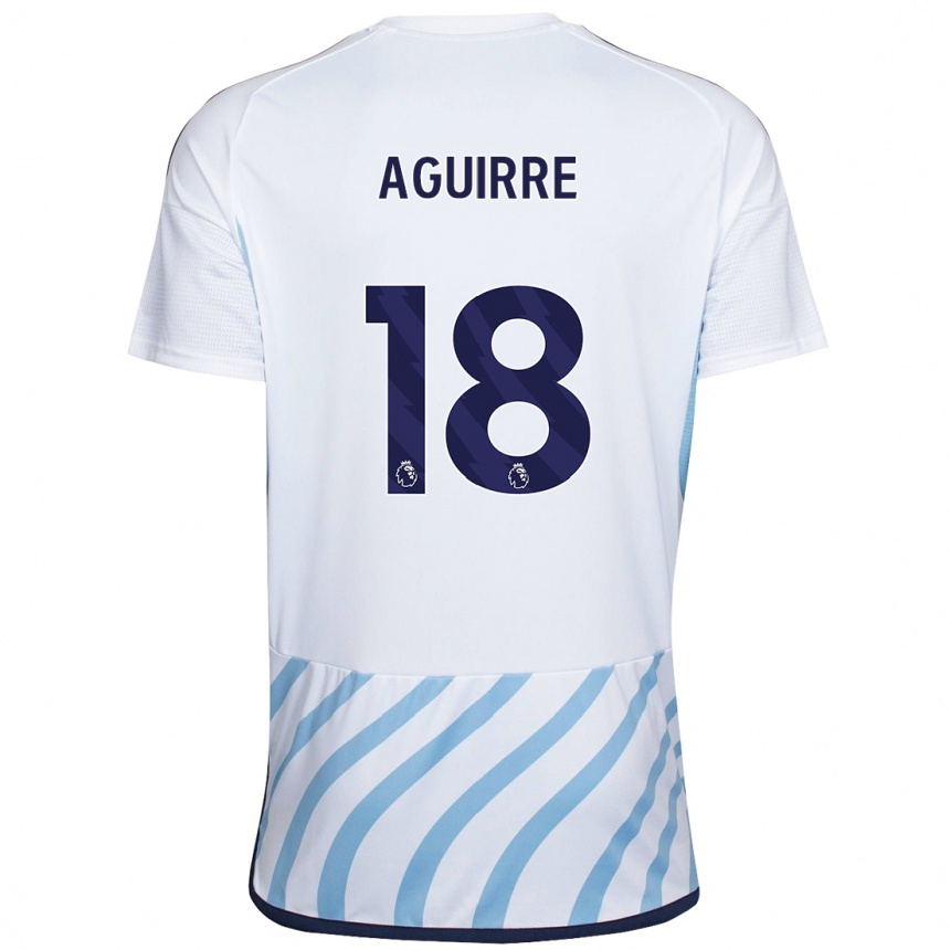 Mujer Fútbol Camiseta Aja Aguirre #18 Blanco Azul 2ª Equipación 2023/24 México