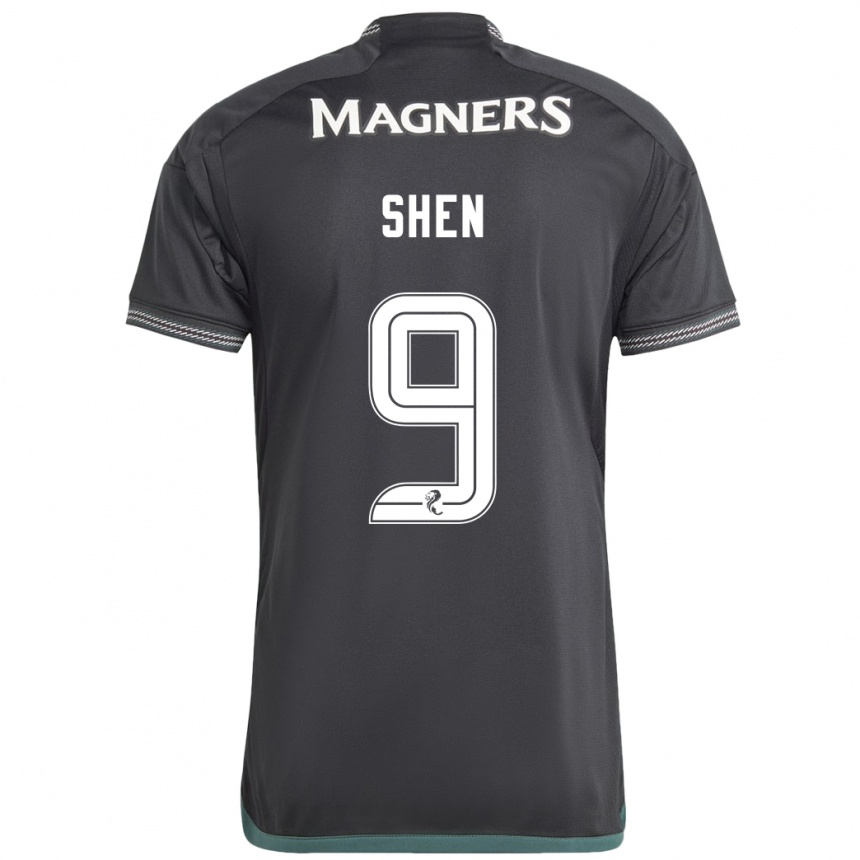 Mujer Fútbol Camiseta Shen Mengyu #9 Negro 2ª Equipación 2023/24 México