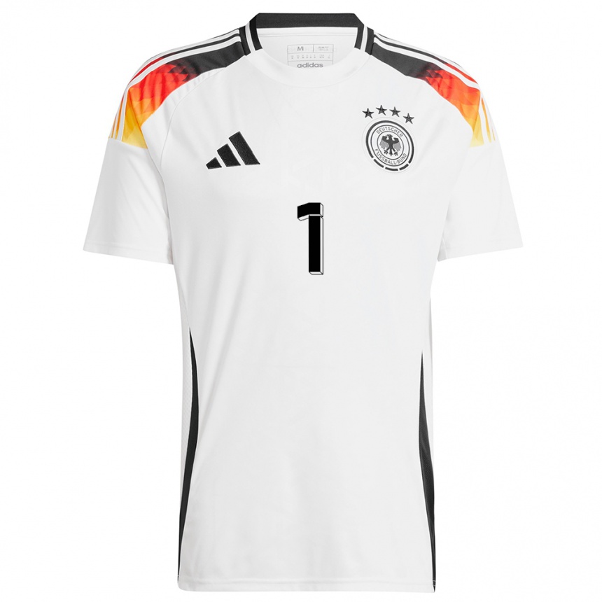 Niño Fútbol Camiseta Alemania Manuel Neuer #1 Blanco 1ª Equipación 24-26 México