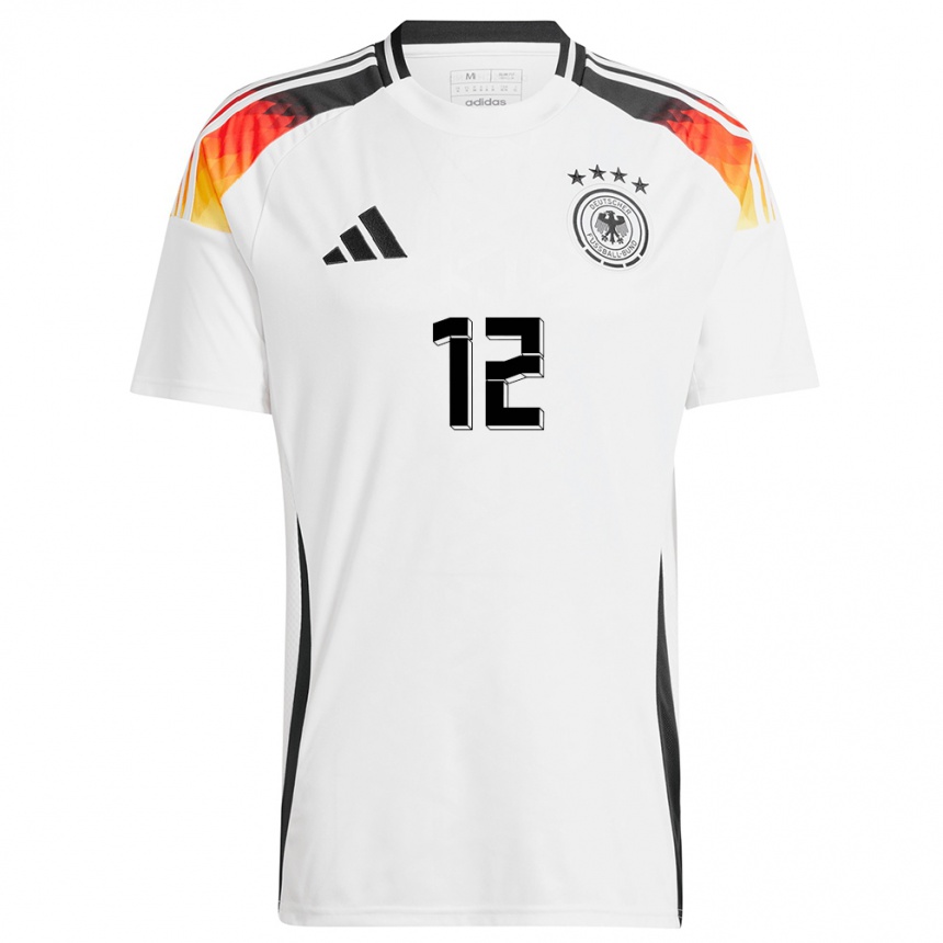 Niño Fútbol Camiseta Alemania Christian Fruchtl #12 Blanco 1ª Equipación 24-26 México