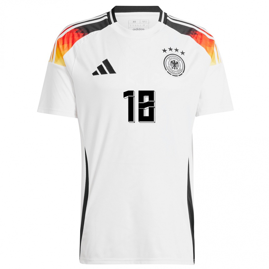 Niño Fútbol Camiseta Alemania Jamie Leweling #18 Blanco 1ª Equipación 24-26 México