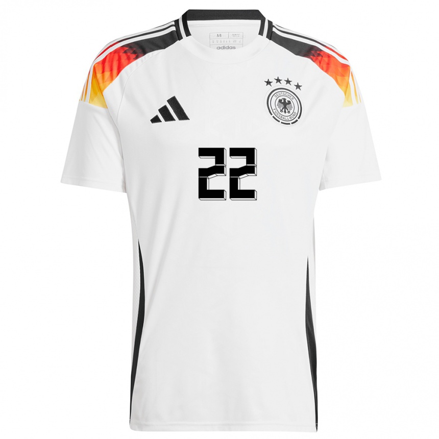 Niño Fútbol Camiseta Alemania Sarai Linder #22 Blanco 1ª Equipación 24-26 México