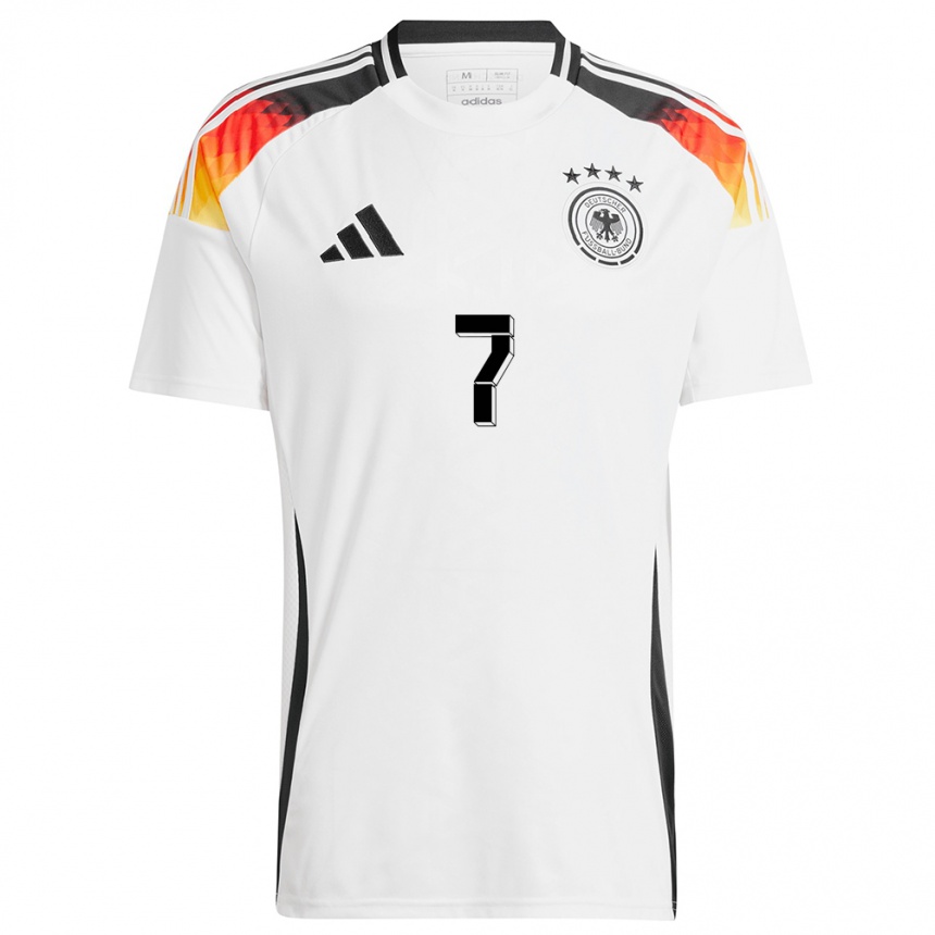 Niño Fútbol Camiseta Alemania Ansgar Knauff #7 Blanco 1ª Equipación 24-26 México