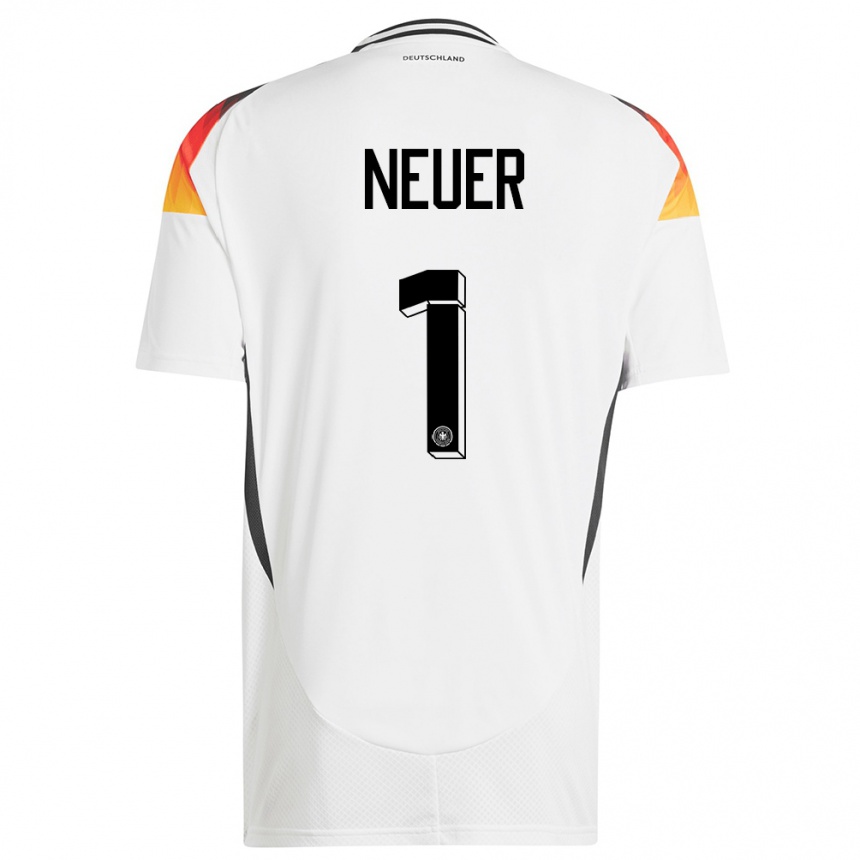 Niño Fútbol Camiseta Alemania Manuel Neuer #1 Blanco 1ª Equipación 24-26 México