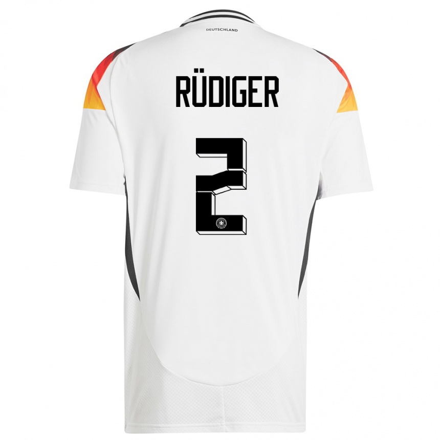 Niño Fútbol Camiseta Alemania Antonio Rudiger #2 Blanco 1ª Equipación 24-26 México