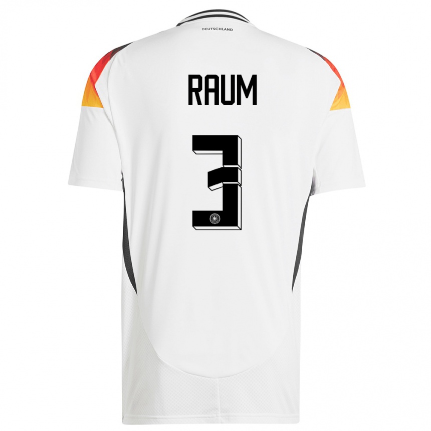 Niño Fútbol Camiseta Alemania David Raum #3 Blanco 1ª Equipación 24-26 México