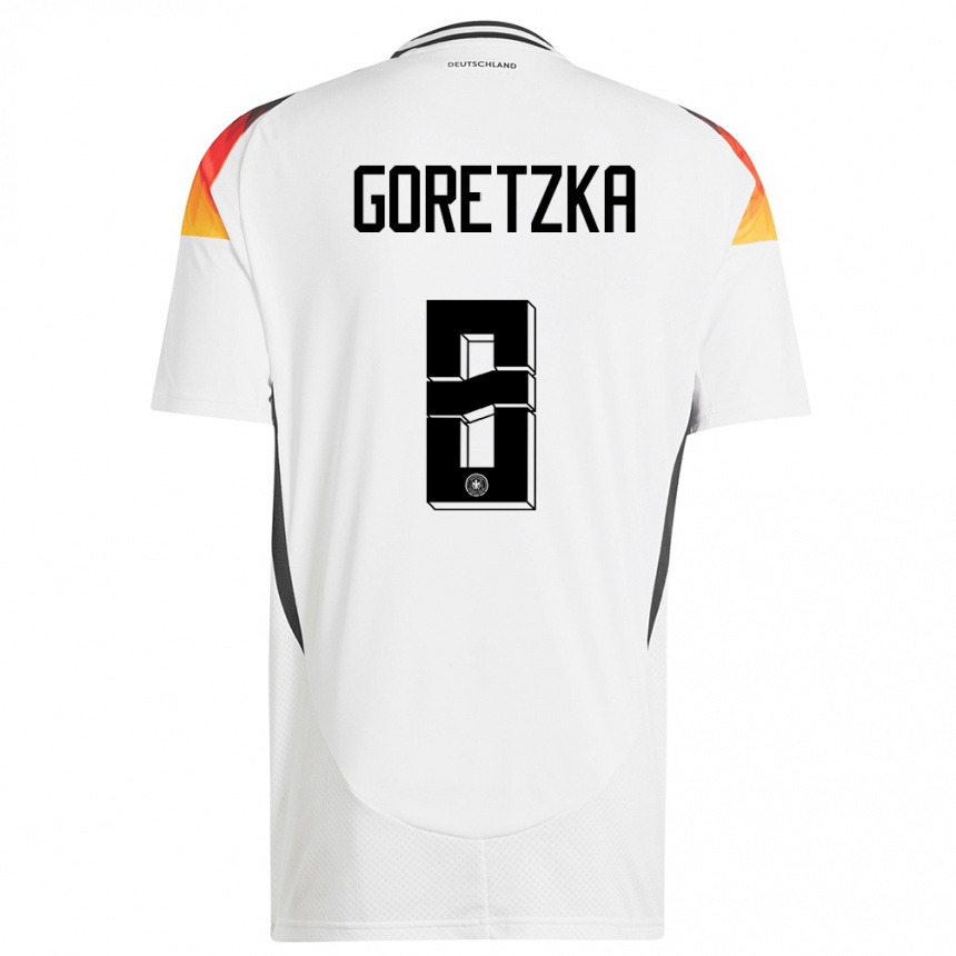 Niño Fútbol Camiseta Alemania Leon Goretzka #8 Blanco 1ª Equipación 24-26 México