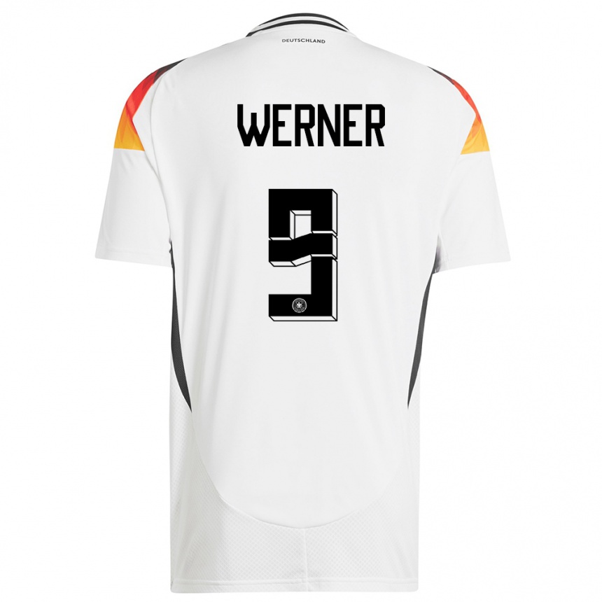 Niño Fútbol Camiseta Alemania Timo Werner #9 Blanco 1ª Equipación 24-26 México