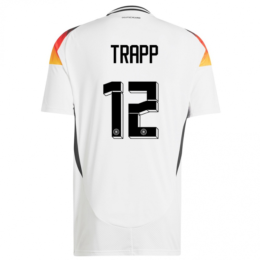 Niño Fútbol Camiseta Alemania Kevin Trapp #12 Blanco 1ª Equipación 24-26 México