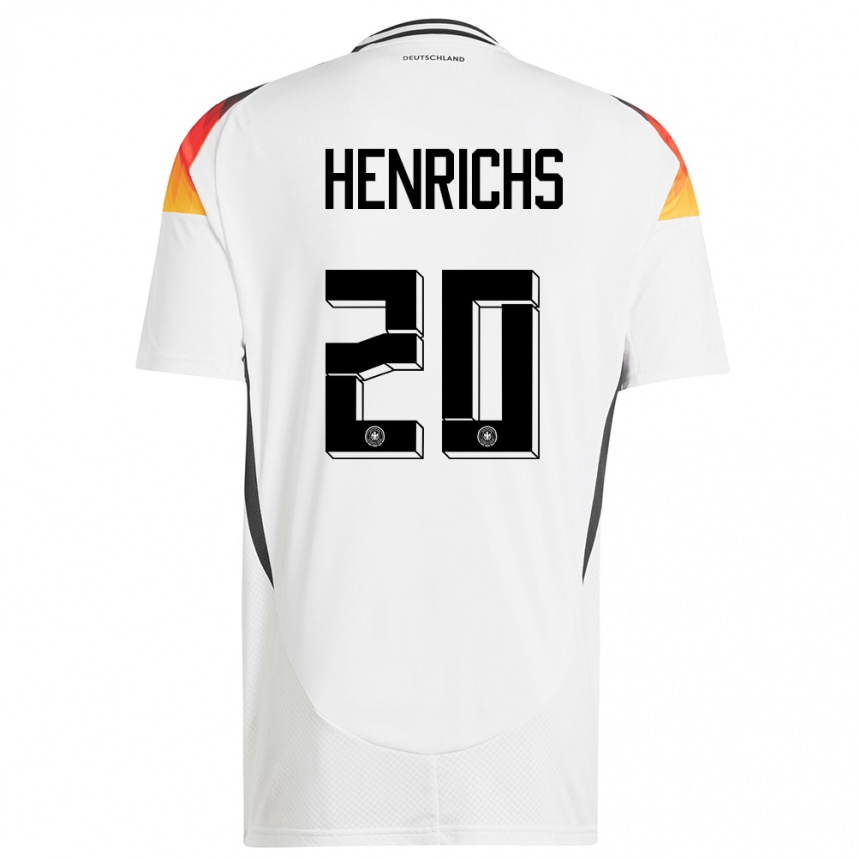 Niño Fútbol Camiseta Alemania Benjamin Henrichs #20 Blanco 1ª Equipación 24-26 México