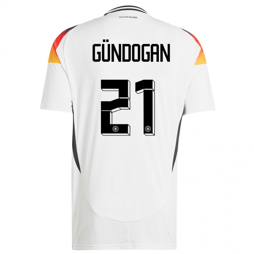 Niño Fútbol Camiseta Alemania Ilkay Gundogan #21 Blanco 1ª Equipación 24-26 México