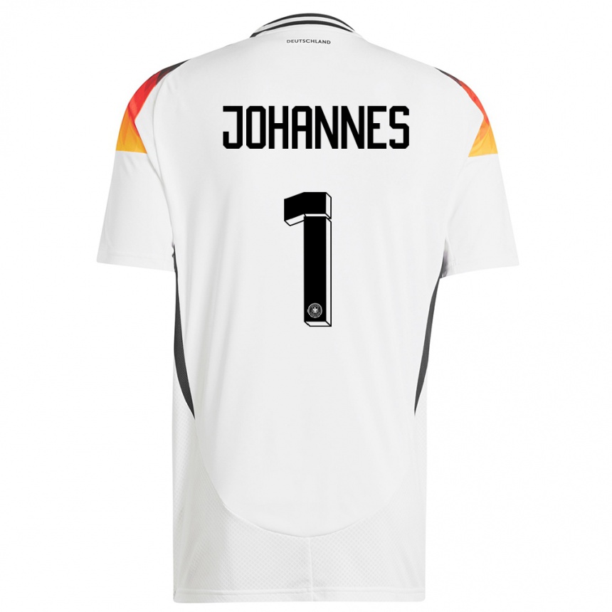 Niño Fútbol Camiseta Alemania Stina Johannes #1 Blanco 1ª Equipación 24-26 México