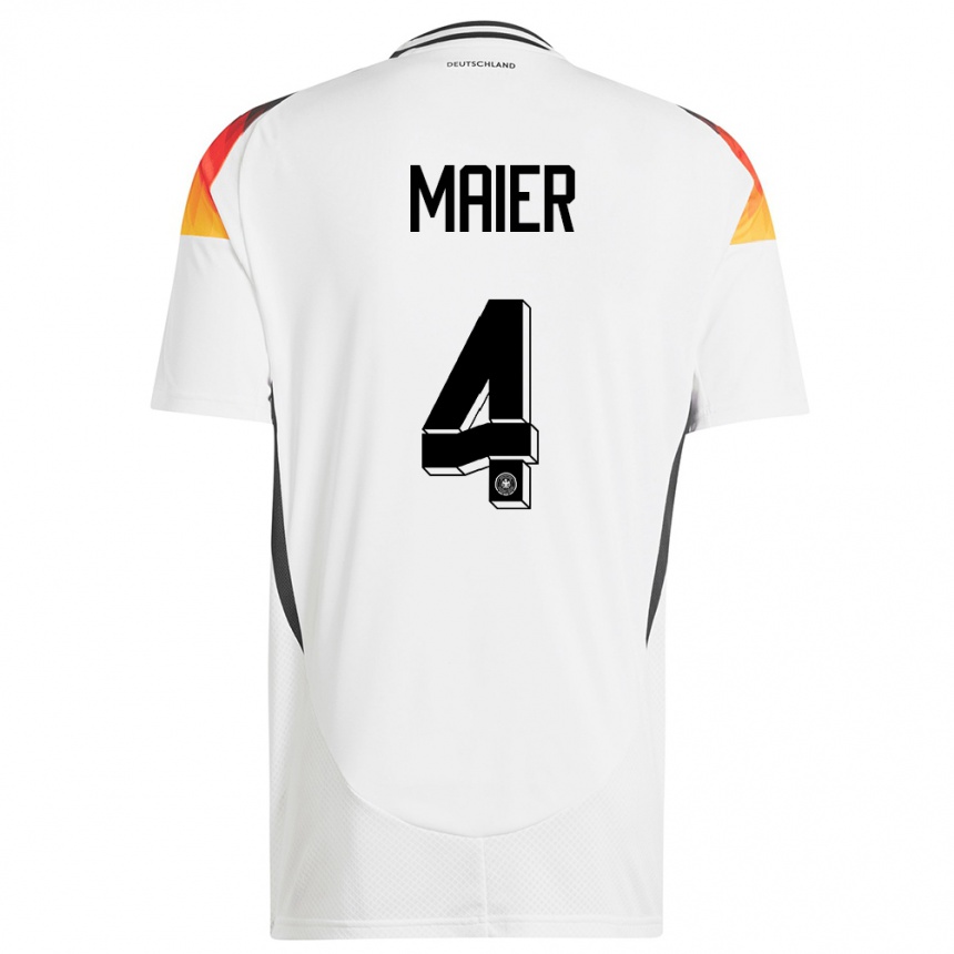 Niño Fútbol Camiseta Alemania Leonie Maier #4 Blanco 1ª Equipación 24-26 México